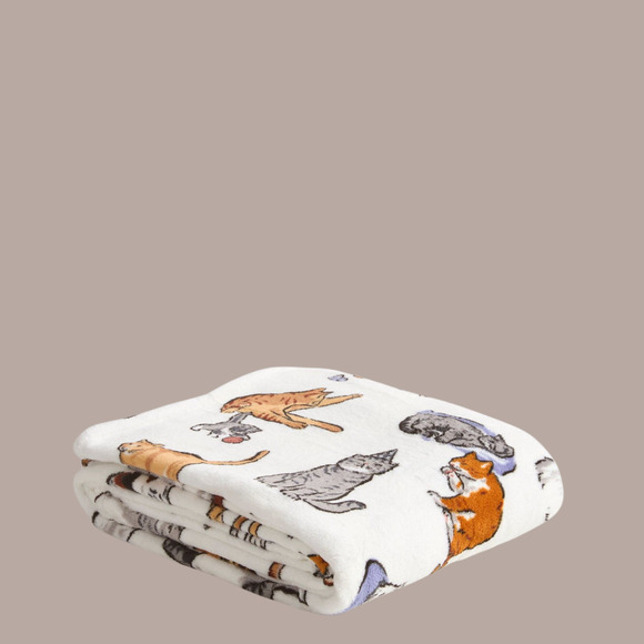 New Vera Bradley A CATS LIFE 66" x 94" Essentials Oversized Throw Blanket Cream - Picture 3 of 4